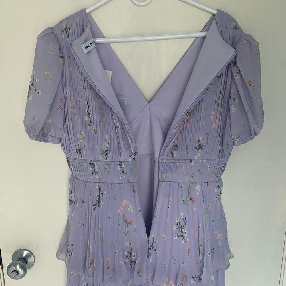 NWT Self-Portrait Lilac Floral Tiered Dress Size UK 14/US 10 - Picture 8 of 12